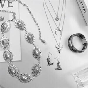 Western Jewelry Set Camila Cowgirl Accessories: Concho Belt, Necklace, Bracelet